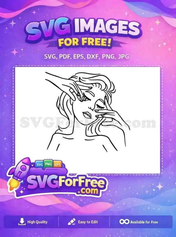 Free Face Massage Free Line Art Women Portrait Free SVG