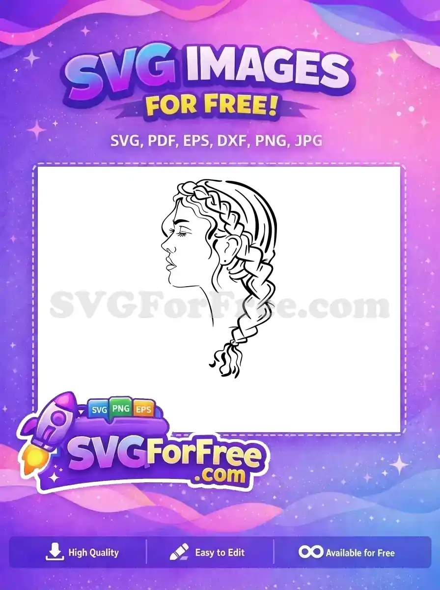 Free Braided Hair Free Woman Profile Line Art Free SVG
