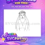 Free Flower Crown Free Bridal Veil Line Art Women Free SVG - Instant Download