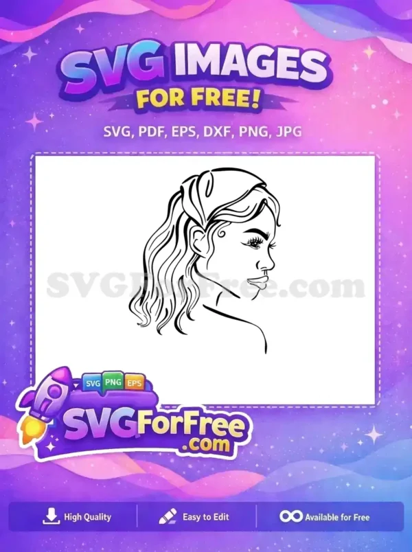 Free Ponytail Hairstyle Free Eyelashes Detail Line Art Free SVG Free Ponytail Hairstyle Free Eyelashes Detail Line Art Free SVG