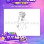 Free Floral Crown Free Butterfly Detail Line Art Women Free SVG 2 - Instant Download