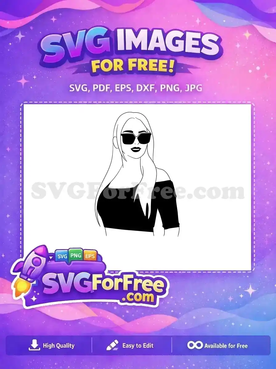 Free Blonde Model Free Sunglasses Line Art Women Free SVG
