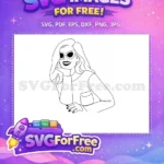 Free Fashionable Woman Free Minimalist Line Art Free SVG - Instant Download