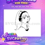 Free Ponytail Haired Free Headphone Line Art Women Free SVG - Instant Download