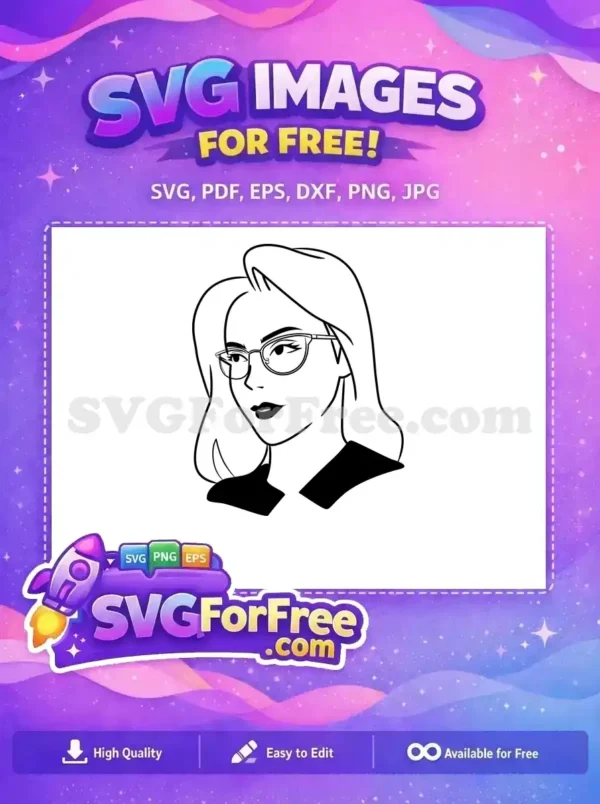 Free Eyeglasses Line Art Free Confident Woman Portrait Free SVG