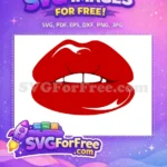 Free Glossy Red Lips Free White Teeth Kiss Free SVG - Instant Download