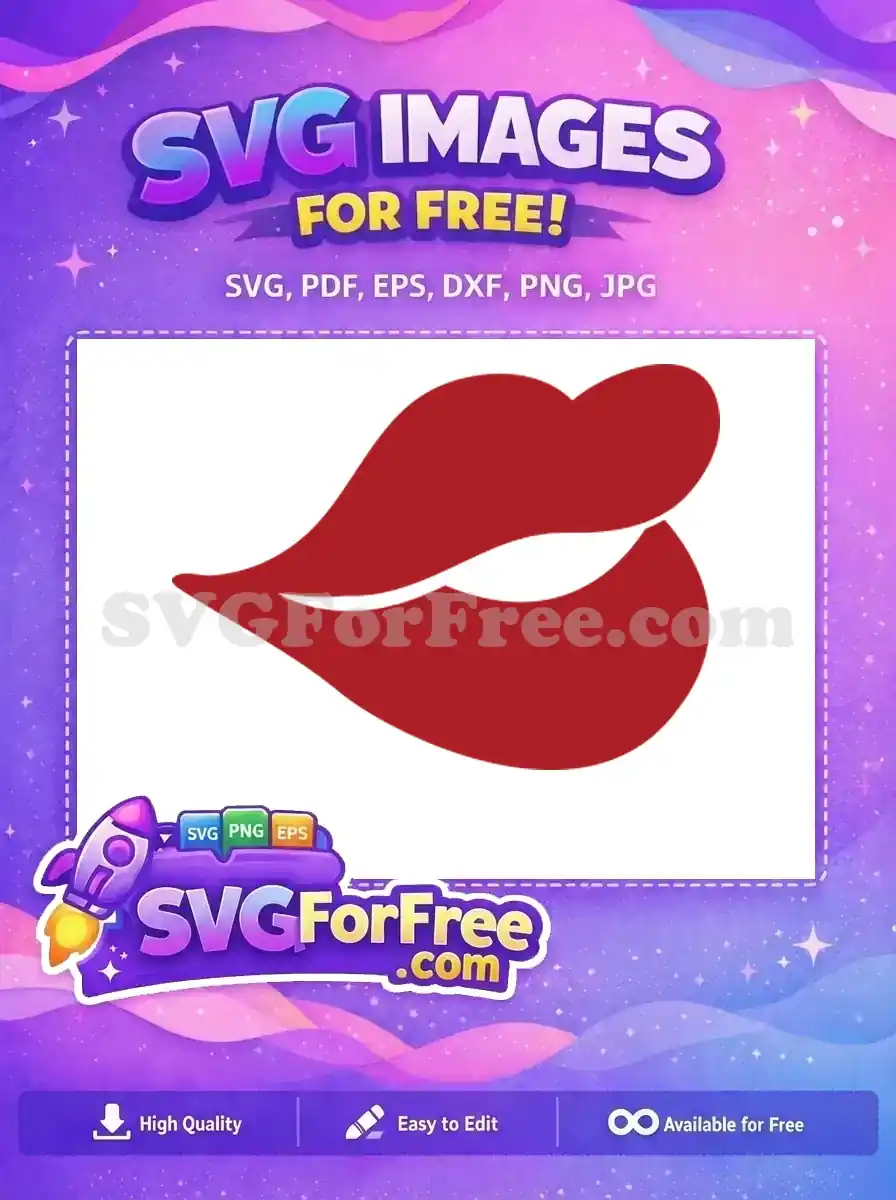 Free Glossy Lips Free Red Lips Kiss Free SVG