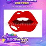 Free Open Red Lips Free Teeth Design Free SVG - Instant Download