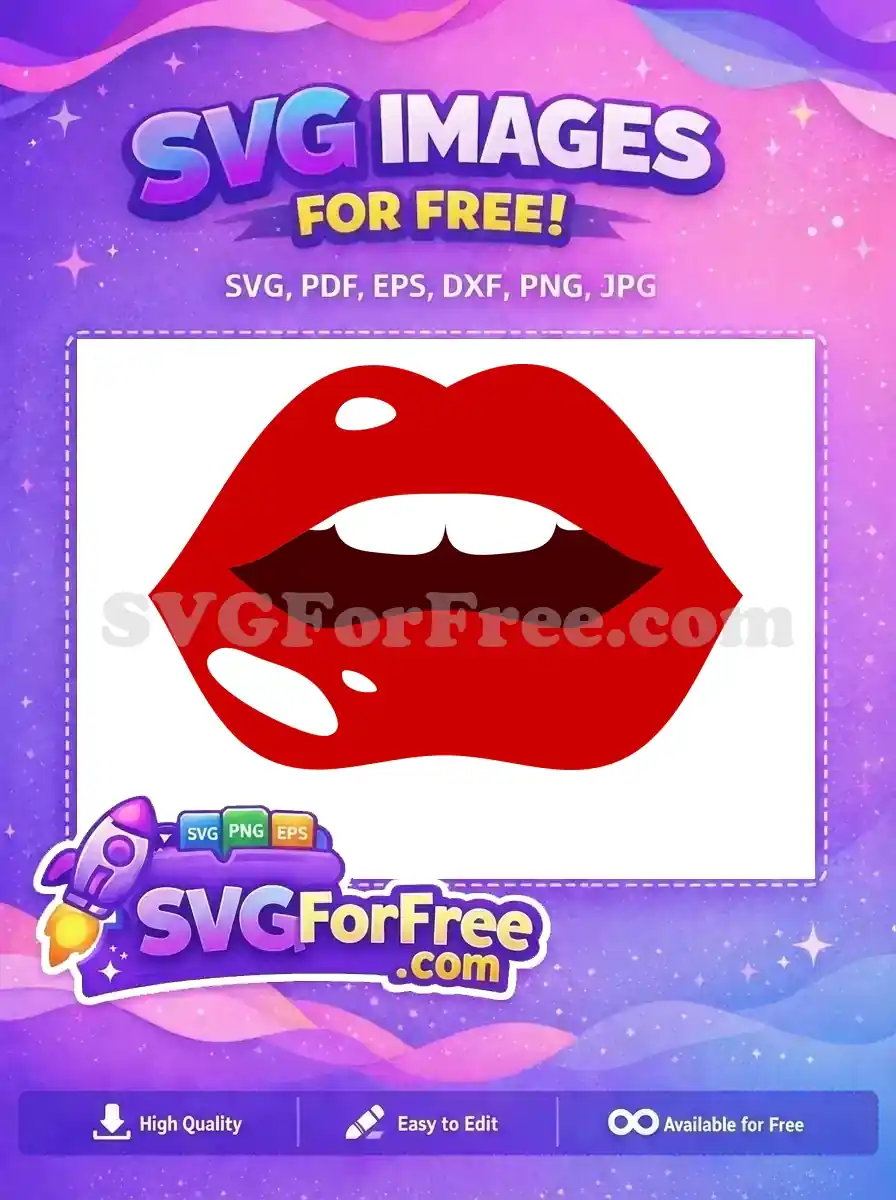 Free Open Red Lips Free Teeth Design Free SVG
