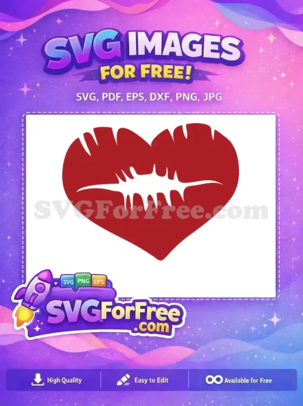 Free Valentine Heart Free Red Lips Kiss Free SVG