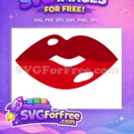 Free Glossy Red Lips Free Seductive Kiss Valentine Free SVG - Instant Download