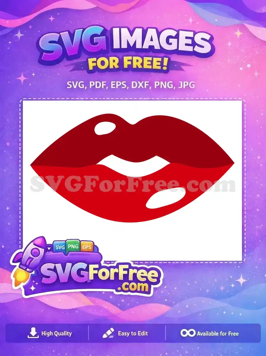 Free Glossy Red Lips Free Seductive Kiss Valentine Free SVG