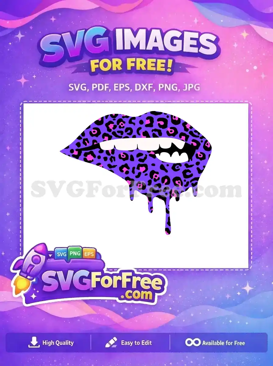 Free Dripping Lips Free Purple Leopard Animal Print Free SVG