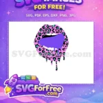 Free Leopard Print Free Dripping Purple Lips Category 1 Free SVG - Instant Download