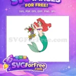 Free Smiling Ariel with Flowers Free Sea Shells Little Mermaid Free SVG - Instant Download