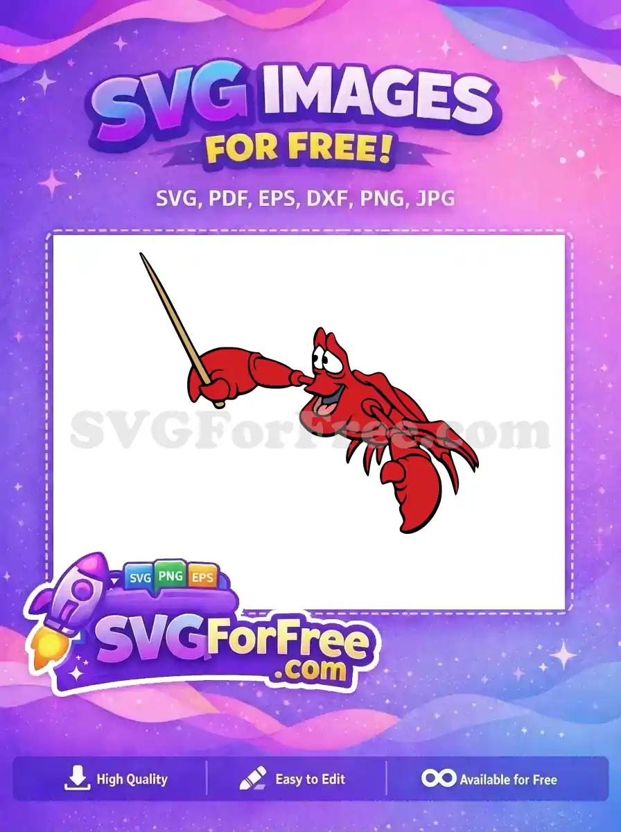 Free Sebastian Pointing Free Happy Expression Little Mermaid Free SVG