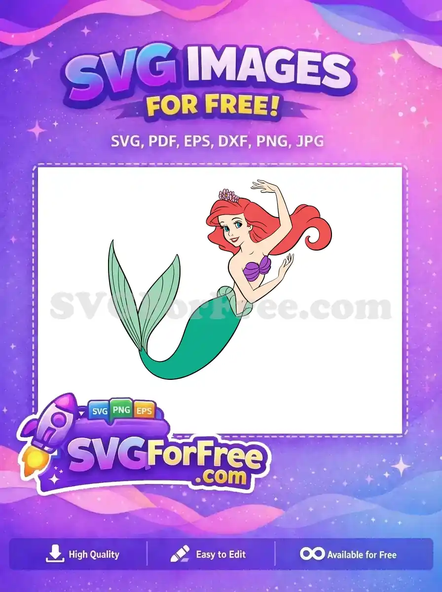 Free Red Hair Flower Free Smiling Ariel Little Mermaid Free SVG