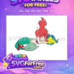 Free Sleeping Ariel Flounder Free Sebastian Bubbles Little Mermaid Free SVG - Instant Download