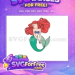 Free Flowing Red Hair Free Blue Seashell Top Little Mermaid Free SVG - Instant Download
