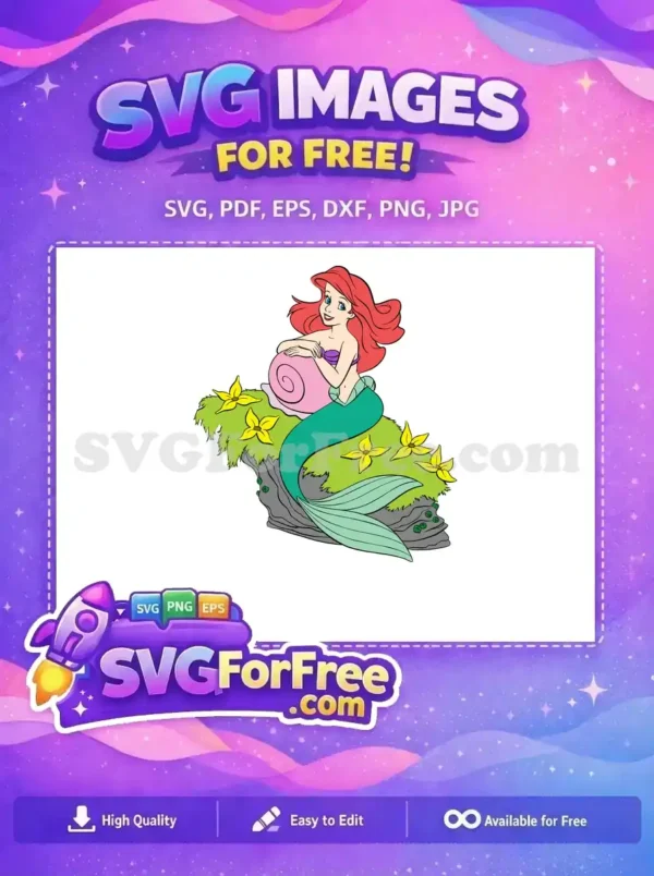 Free Smiling Ariel Free Snail Seat Little Mermaid Free SVG