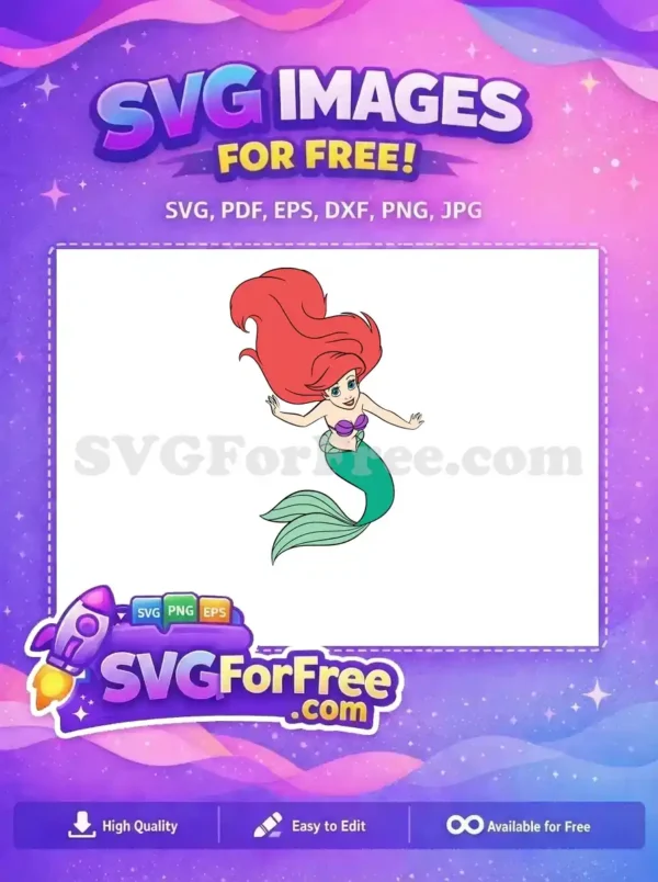 Free Red Hair Free Purple Top Little Mermaid Free SVG
