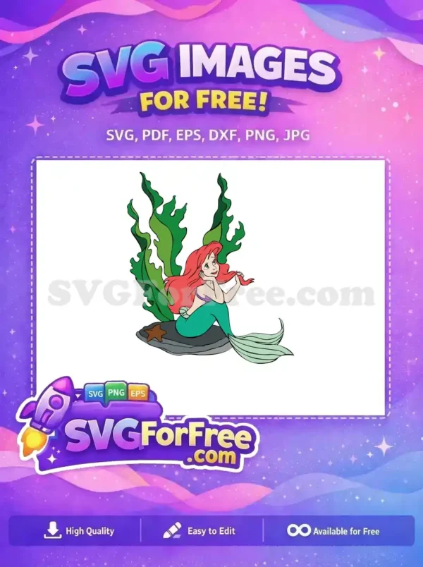 Free Red Hair Free Thinking Pose Little Mermaid Free SVG Free Red Hair Free Thinking Pose Little Mermaid Free SVG