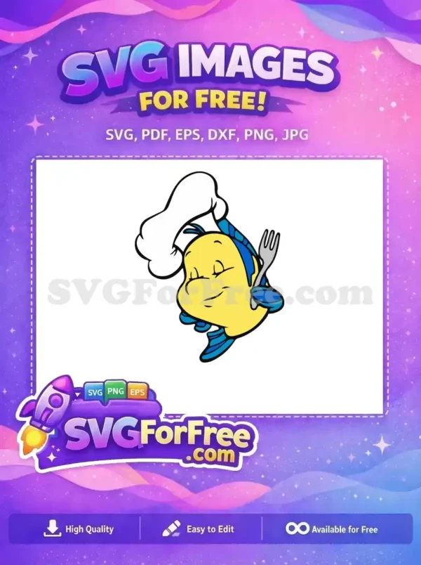 Free Chef Hat Free Flounder with Fork Little Mermaid Free SVG