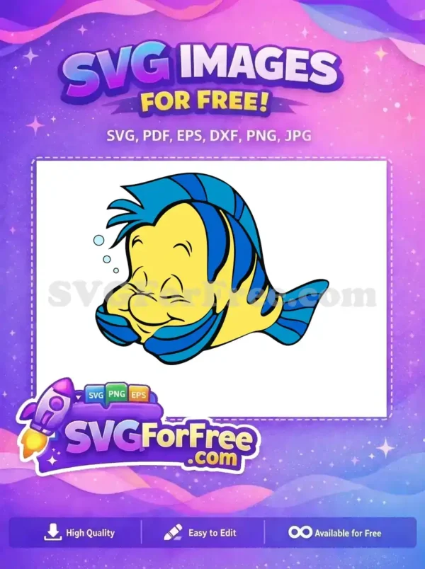Free Yellow Flounder Free Bubbles Little Mermaid Free SVG Free Yellow Flounder Free Bubbles Little Mermaid Free SVG