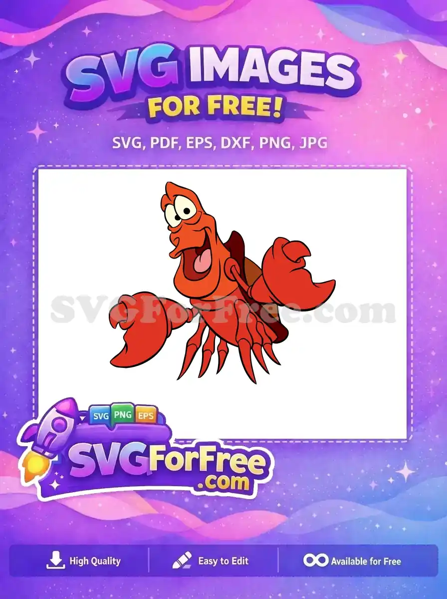 Free Smiling Sebastian Free Red Crab Little Mermaid Free SVG