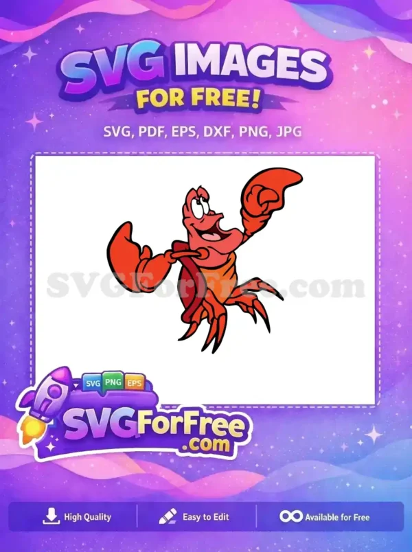 Free Cheerful Sebastian Free Red Crab Little Mermaid Free SVG
