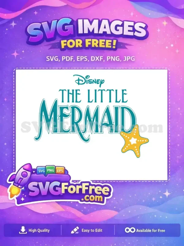 Free Turquoise Lettering Free Yellow Starfish The Little Mermaid Free SVG