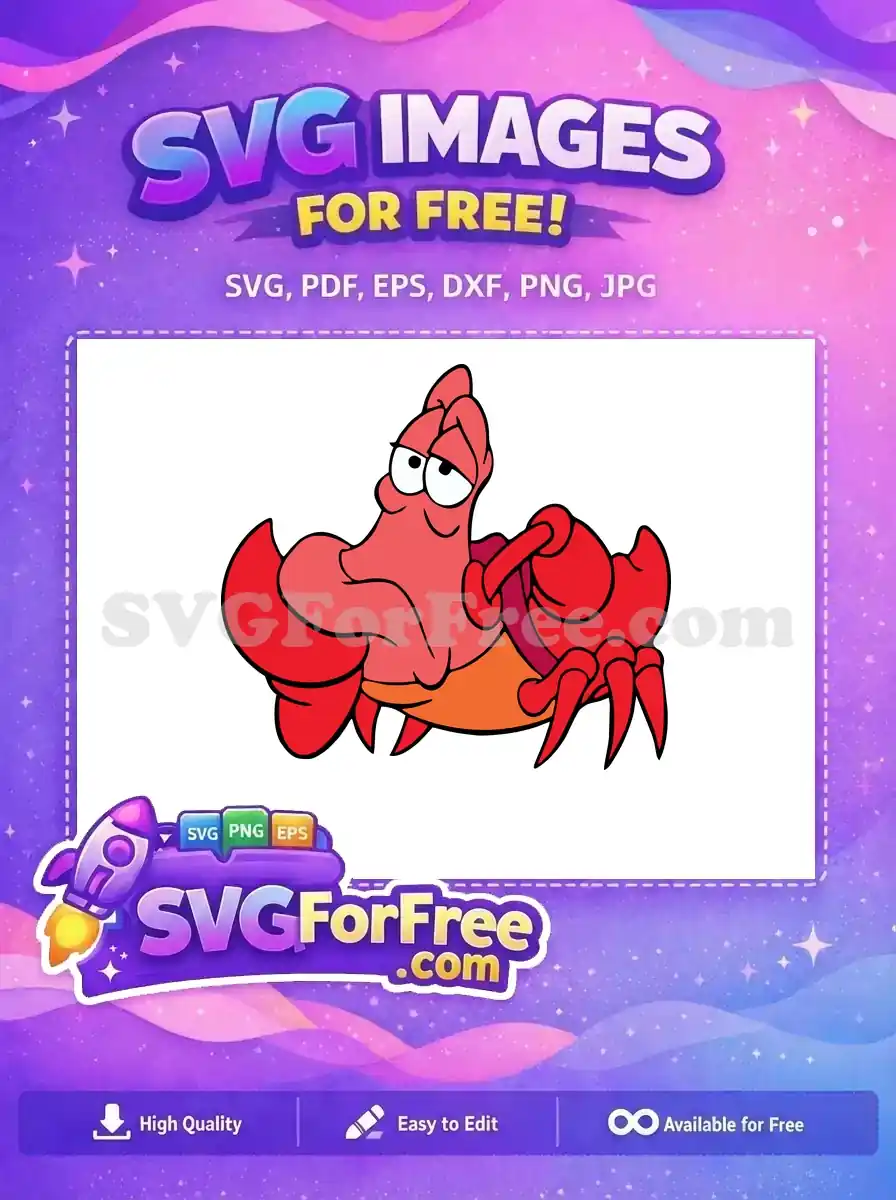 Free Sebastian crab grumpy Free red claws Little Mermaid Free SVG