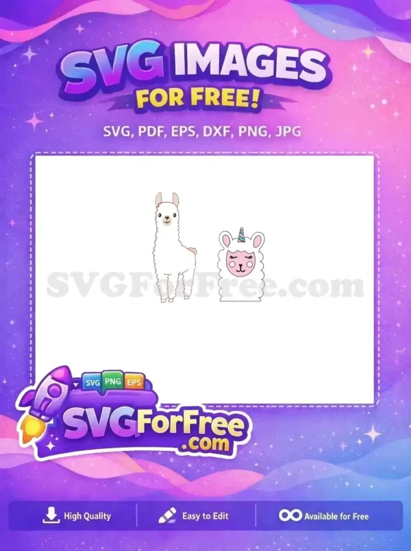 Free Cartoon Llama Free Unicorn Llama Save Drama Free SVG