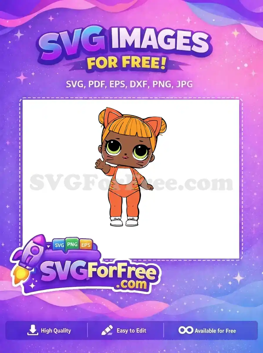 Free Orange Cat Ears Free Striped Suit Lol Dolls Free SVG
