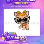 Free Kitty Cat Big Glasses Free Orange Outfit Lol Free SVG - Instant Download