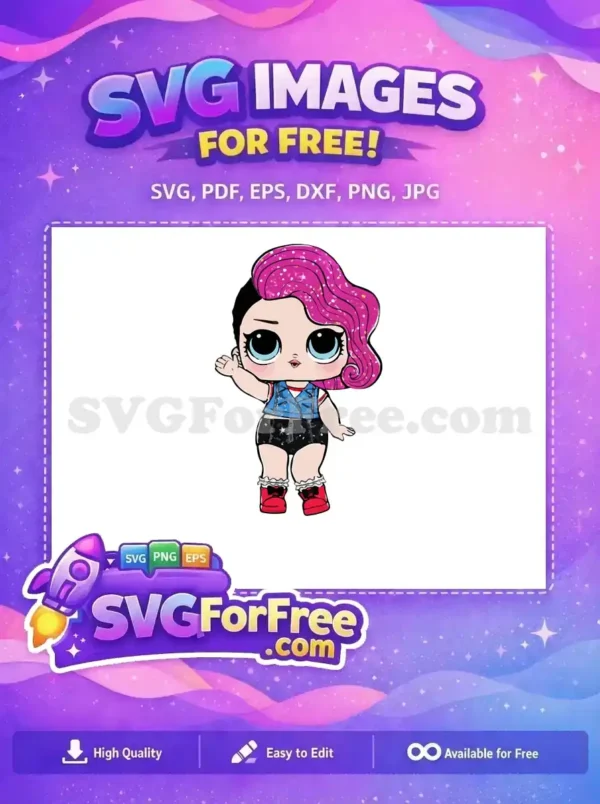 Free Pink Hair Free Blue Denim Lol Dolls Free SVG