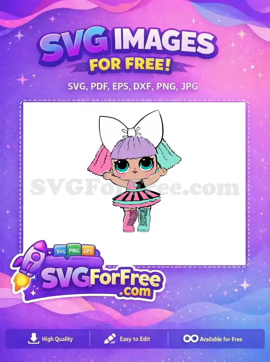 Free Big Bow Free Turquoise Eyes Lol Dolls Free SVG