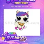 Free Cat Lol Doll Big Eyes Free Orange Scarf Lol Dolls Free SVG - Instant Download