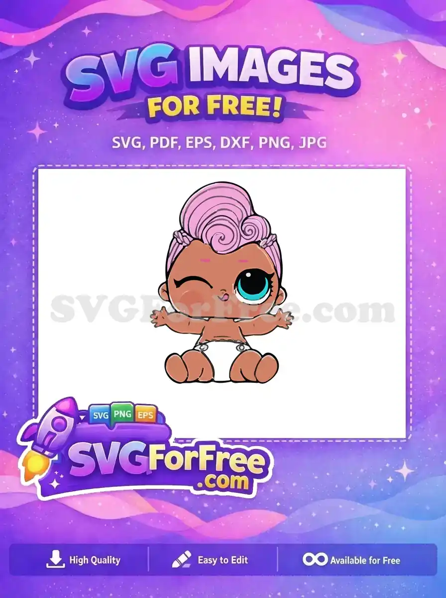 Free Pink Hair Free Winking Lol Dolls Free SVG 2