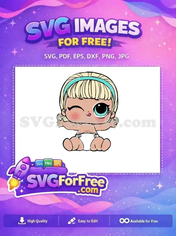 Free Winking Blonde Lol Doll Free Cyan Headband Category 1 Free SVG