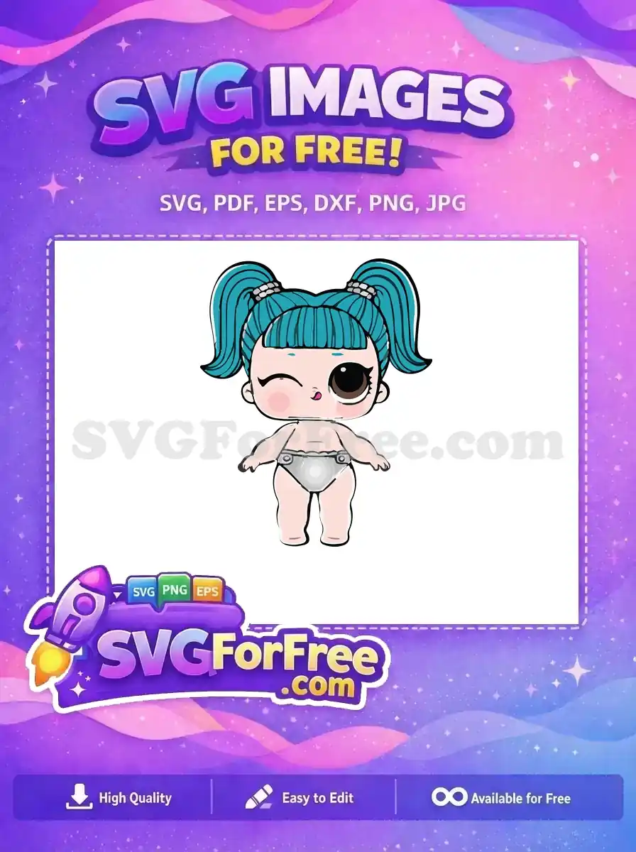 Free Winking Eye Free Turquoise Hair Lol Dolls Free SVG