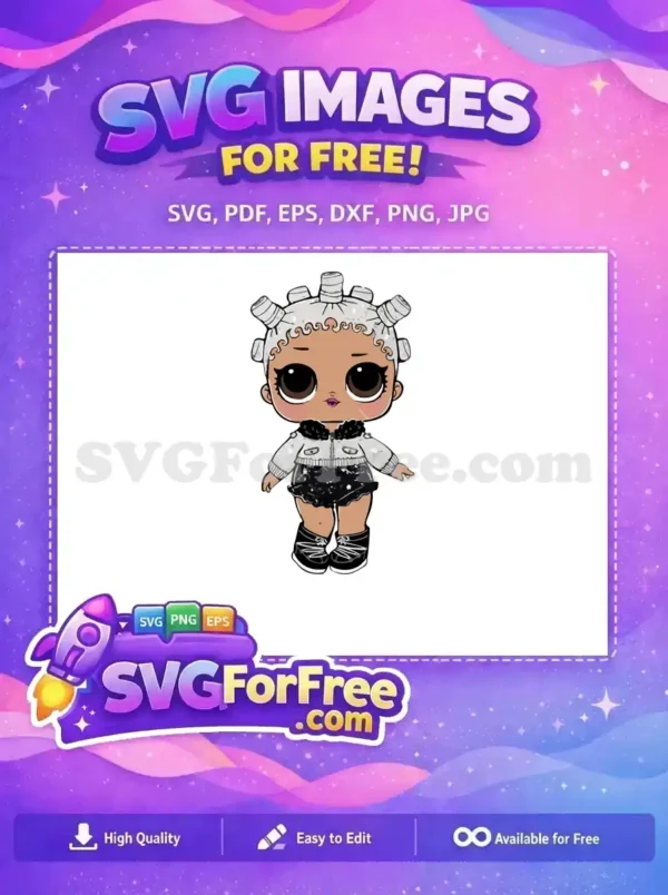 Free Silver Hair Free Black Outfit Lol Dolls Free SVG