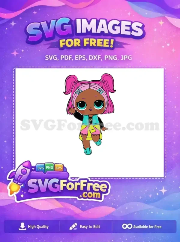 Free Pink Hair Free Teal Accents Lol Dolls Free SVG