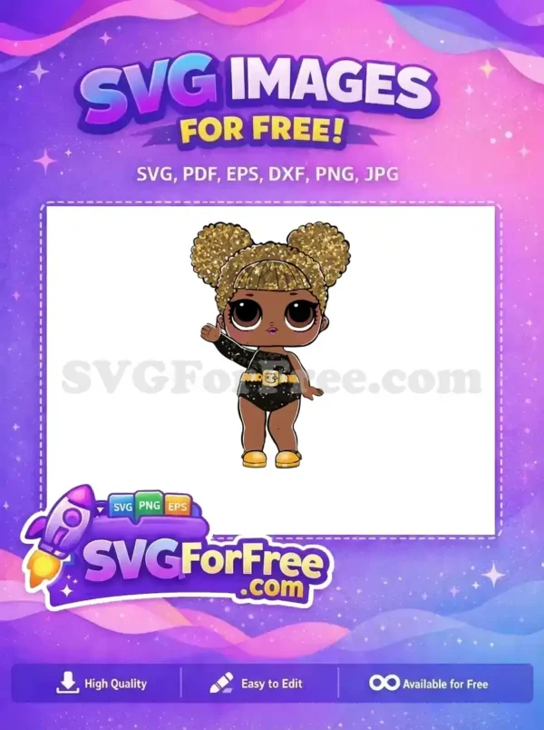 Free Golden Afro Puffs Free Black Sparkle Suit Lol Dolls Free SVG