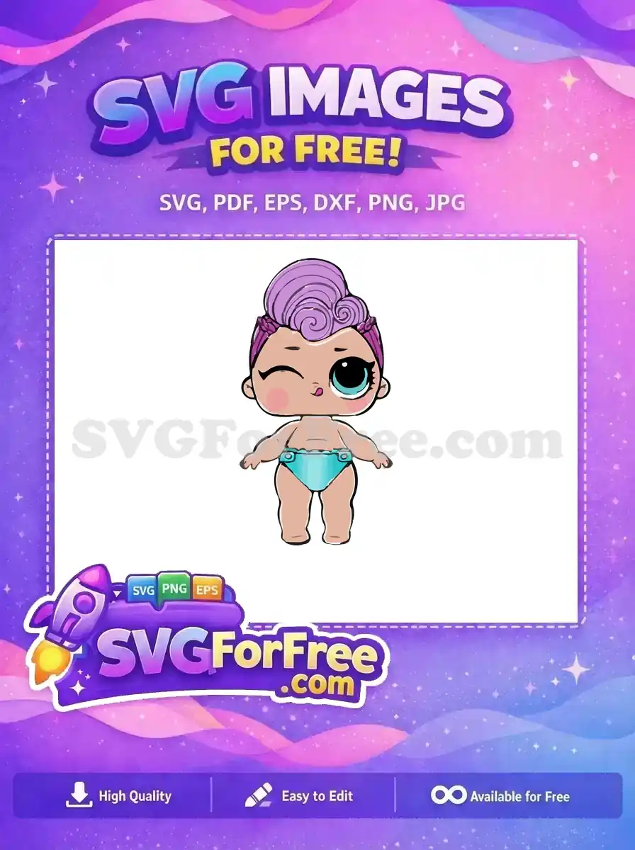 Free Winking Eye Free Purple Hair Lol Dolls Free SVG