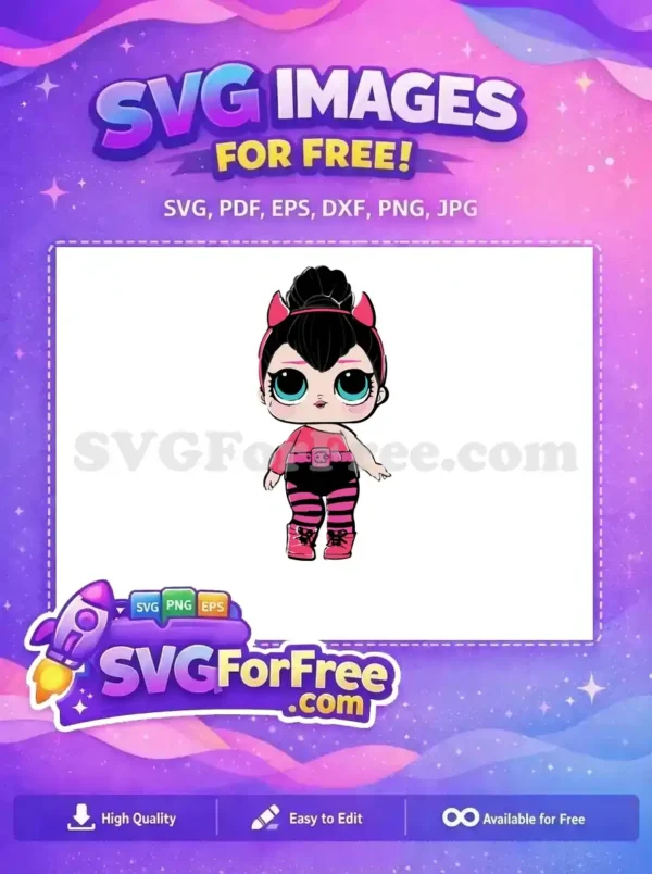Free Black Hair Free Pink Bows Devil Lol Dolls Free SVG Free Black Hair Free Pink Bows Devil Lol Dolls Free SVG