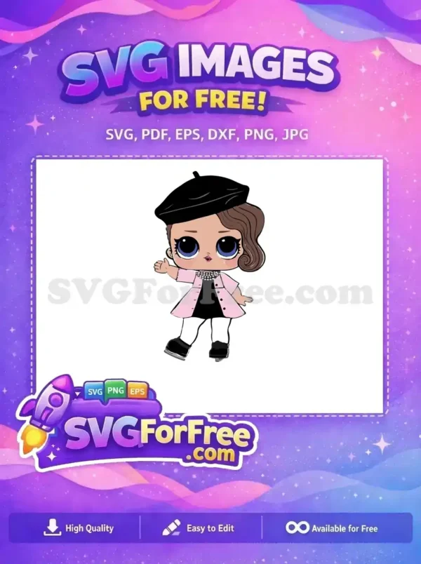 Free Waving Brunette Lol Doll Free Pink Coat Free SVG Free Waving Brunette Lol Doll Free Pink Coat Free SVG