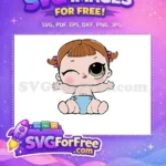 Free Winking Brown Hair Free Blue Diaper Lol Dolls Free SVG - Instant Download