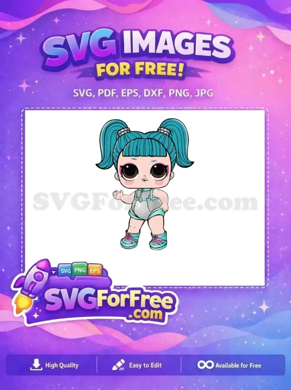 Free Teal Hair Free Silver Outfit Lol Dolls Free SVG
