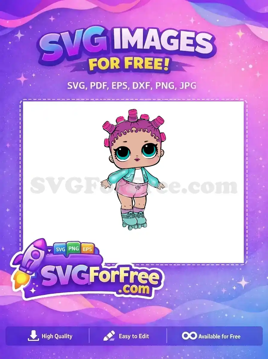 Free Curly Hair Free Turquoise Outfit Lol Dolls Free SVG